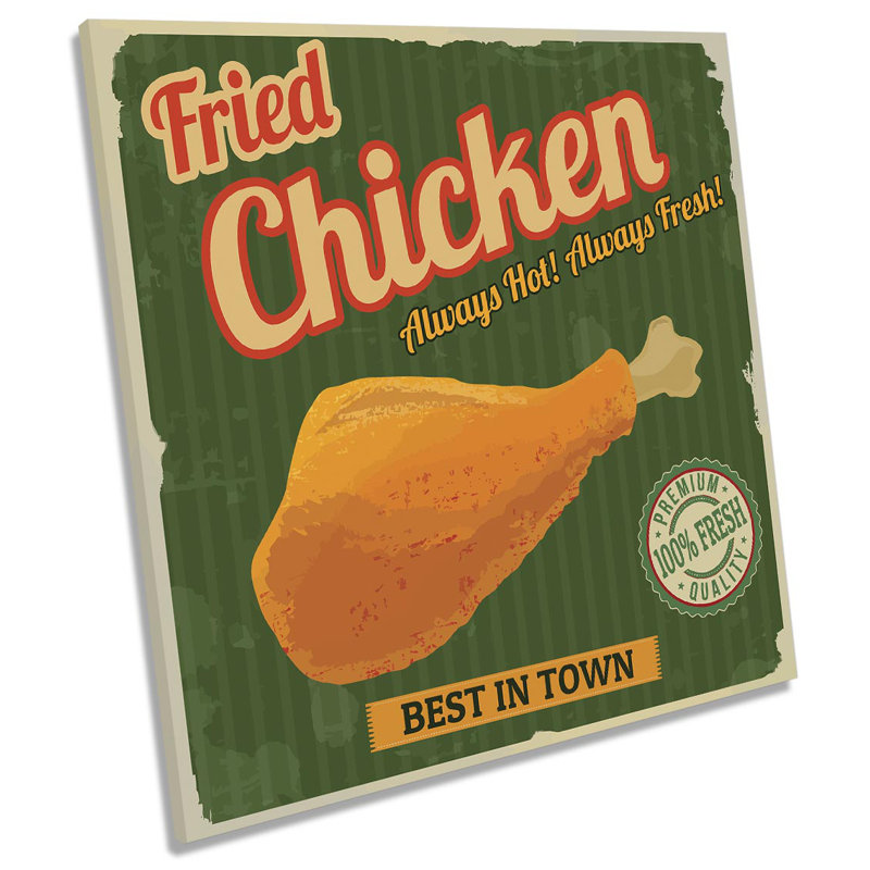 Z2477 Fried Chicken Retro Kitchen - Wrapped Canvas Print, 60cm H x 60cm W x 2cm D