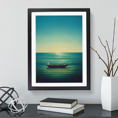Boat on a Striped Ocean - Wall Art
