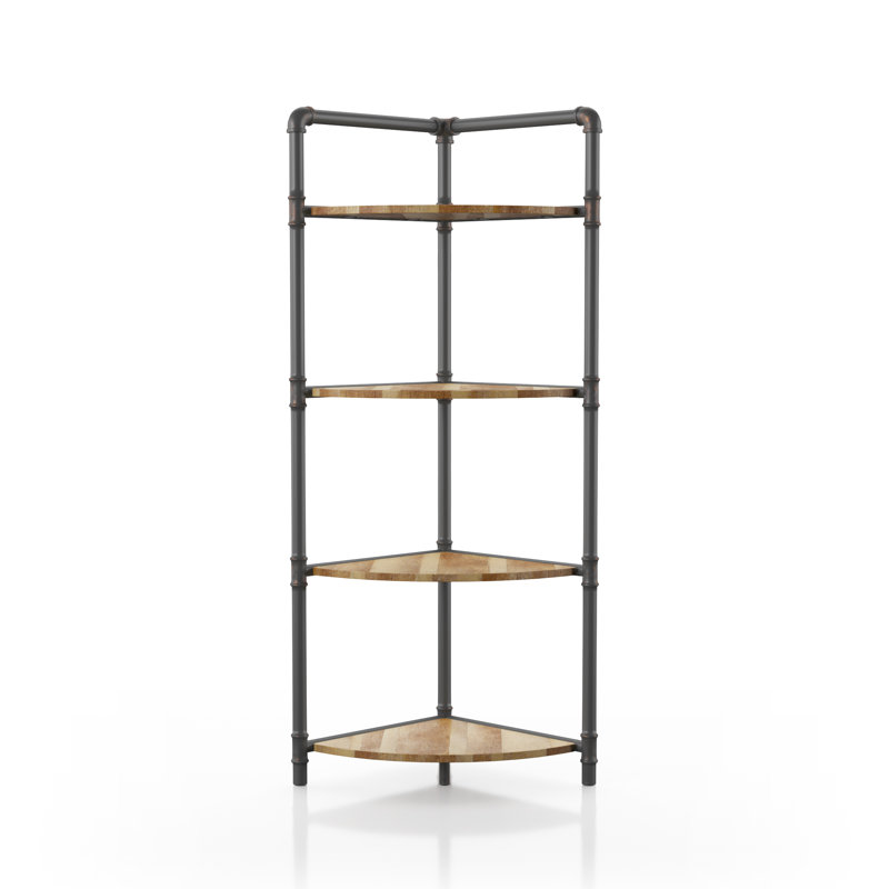 57.78cm W Steel Corner Bookcase, (4 Tier) 127.63cm H x 57.78cm W x 38.73cm D