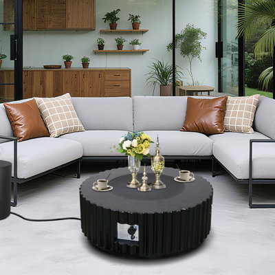  36'' Round Propane Fire Pit Table,50000 BTU Outdoor Fire Pit with Steel lid,Black