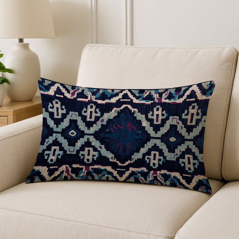 Coussin décoratif intérieur et extérieur Modern, Rectangle H 18 po x l 25 po, Gris géométrique 56