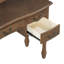 Coiffeuse 46 po avec miroir arqué sculpté 46 po, 6 tiroirs et tabouret rembourré avec pieds en bois massif