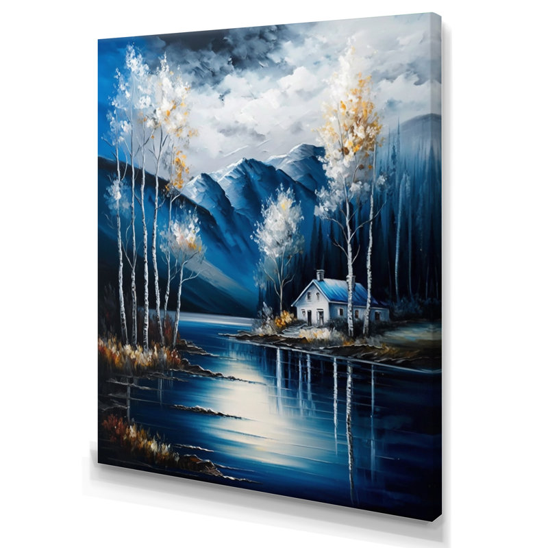 «Cabin by a Lake in Fall V», reproduction sur toile, L 12 po x H 20 po, Toile tendue