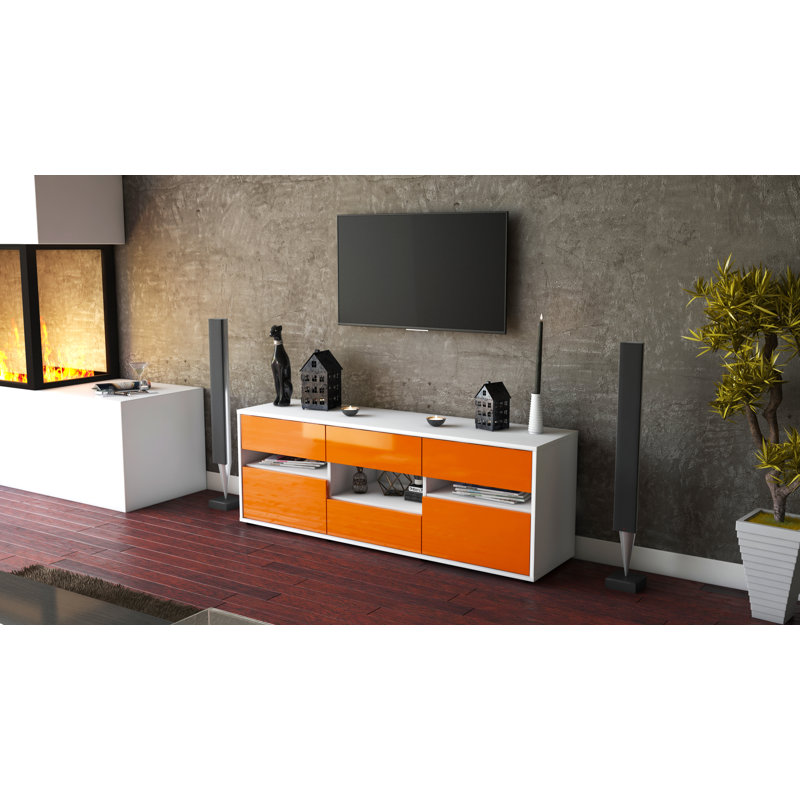 Yarber TV Stand, High-gloss Orange / Matte White