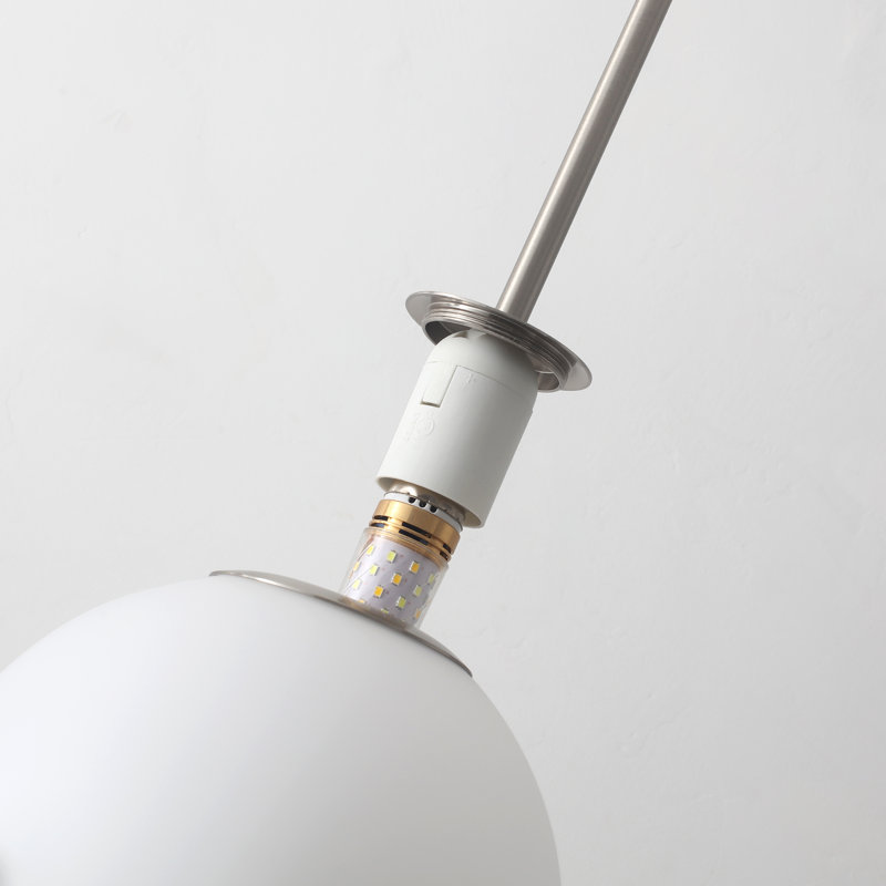 Jawaski 1 - Light 7.87“ Single Globe Schoolhouse Pendant Kitchen Island Pendant, Satin Nickel