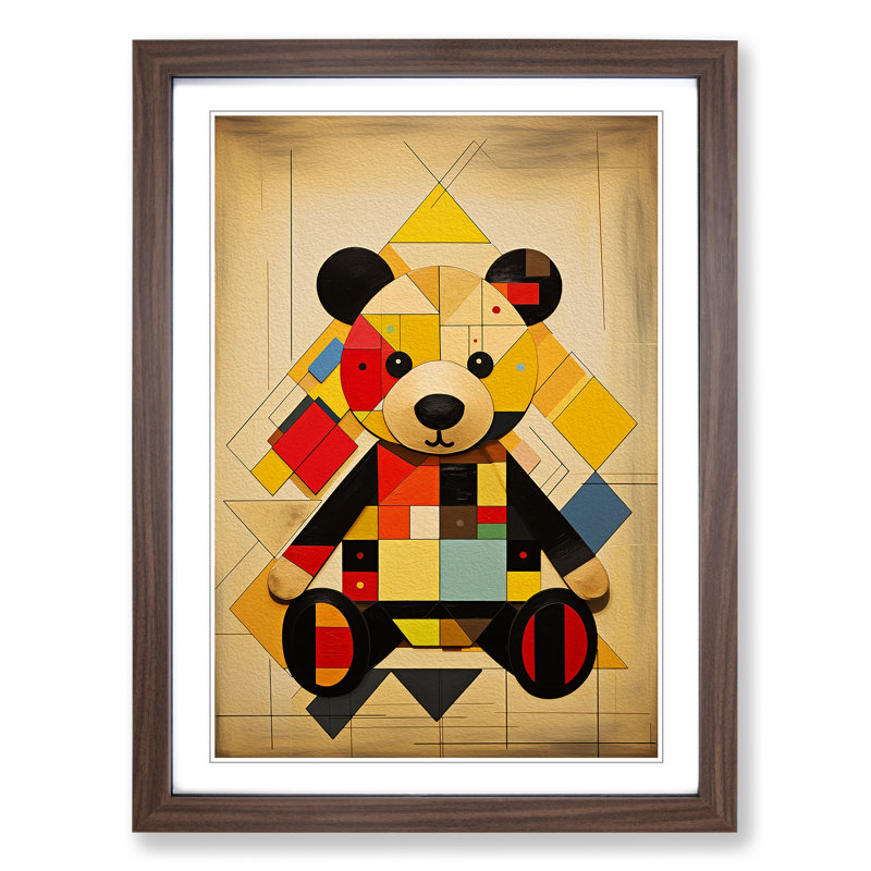 Teddy Bear Constructivism No.2 - Single Picture Frame Print on Wood, 34cm H x 25cm W, Walnut Framed
