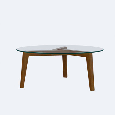 Glass Top Coffee Table With Solid Wood Frame