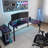 Modular L-Shaped Glass Steel Computer Desk