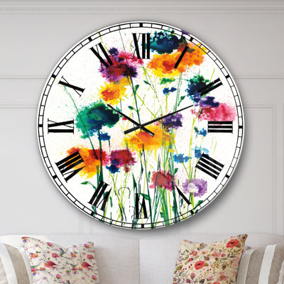 Indigo, Green And Yellow Watercolor - Modern wall clock
