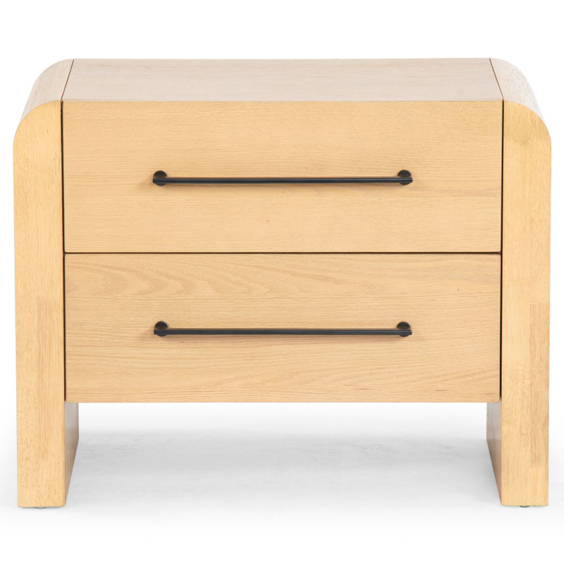 Katrina Wood 2 Drawer Nightstand, Natural