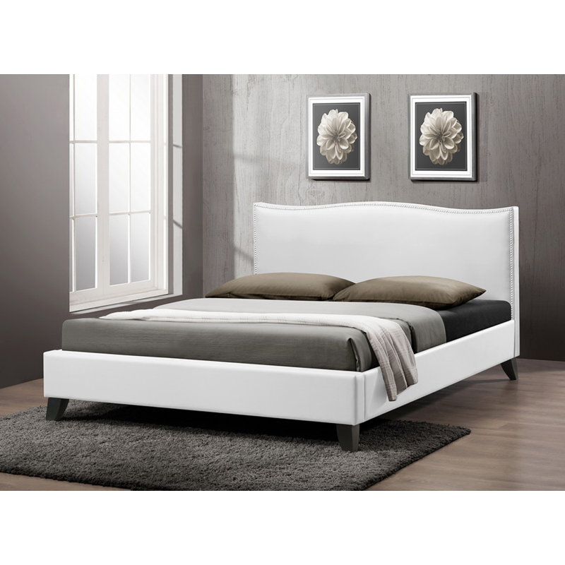 Vegan Leather Platform Bed, Queen, White
