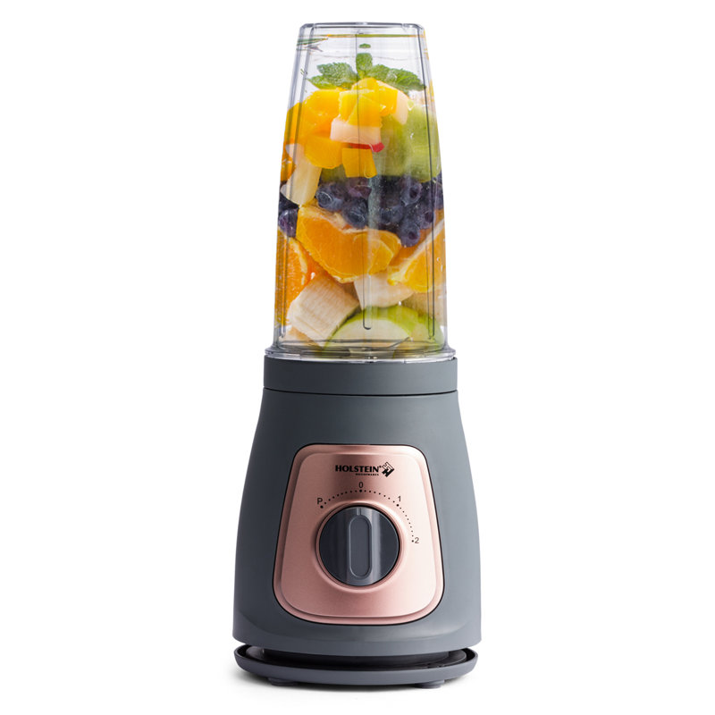 Personal Blender Grey Rose Gold with 25oz Travel Jar, 2 Speeds + Pulse Function, Dishwasher-Safe