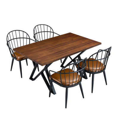 2 sièges de salle à manger rembourrés, brun avec métal. And Classy, chaise d'intérieur l 22,5 po x P 24,8 po (H 2) et pieds en métal.