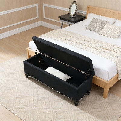 Repose-pieds 47,5 po, banc de rangement en lin