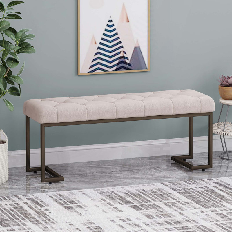 Banc rembourré capitonné, Beige