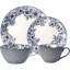 Service de vaisselle 16 pièces pour 4 bols et tasses en grès durable avec motif élégant Gabriela