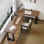 Bureau brun en bois massif en forme de L + fer-108839991-108839993