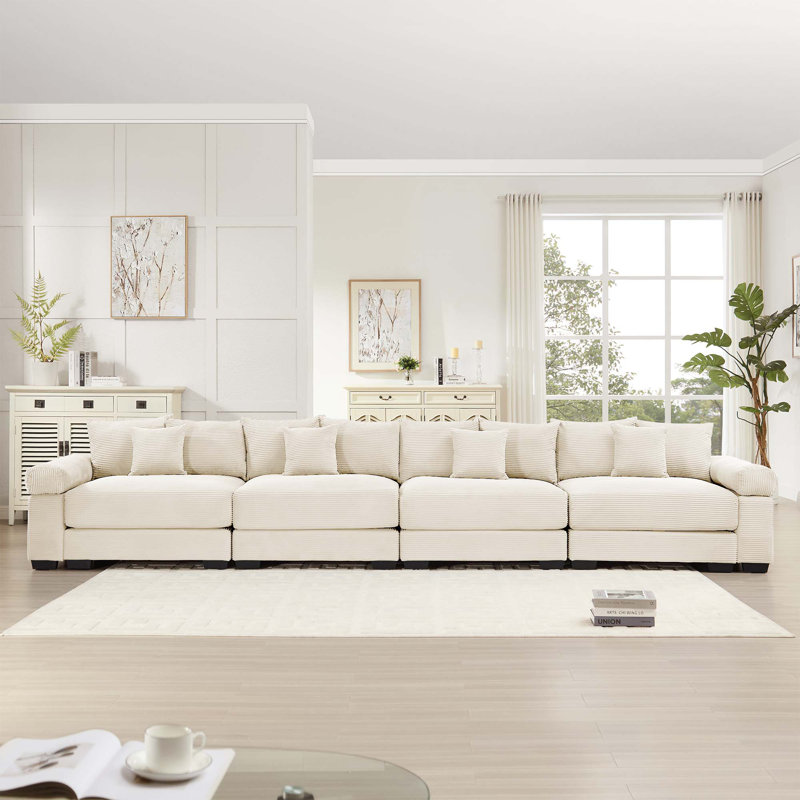 Canapé modulaire surdimensionné Cloud, Beige, 4, H 34,2 po x l 167,6 po x P 33,8 po