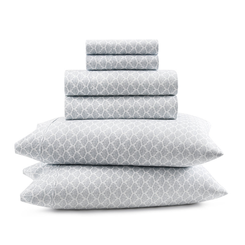 Ensemble de draps anti-froissement en microfibre GAIAM, Dotted Fan Print Gray
