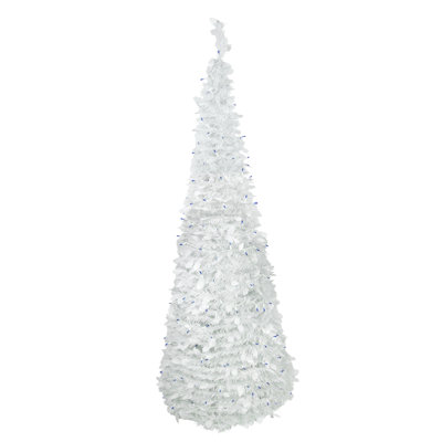 Arbre de Noël artificiel éclairé blanc 6 pi avec lumières bleues