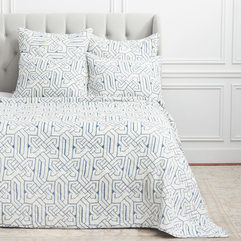 Ensemble de courtepointe 3 pièces en coton gris 300 fils