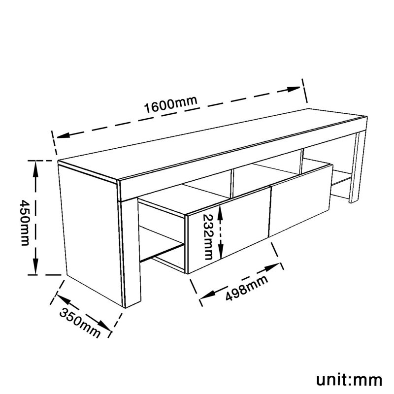 Alloway TV Stand, 45cm H x 160cm L x 35cm W, White
