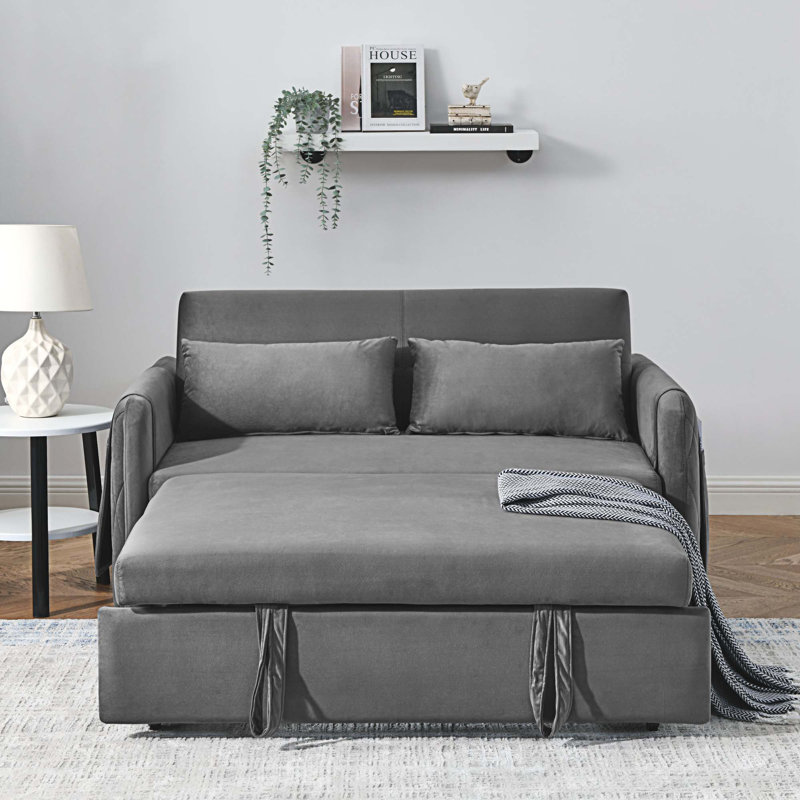 Sharmel 55'' Velvet Sofa, Gray Velvet