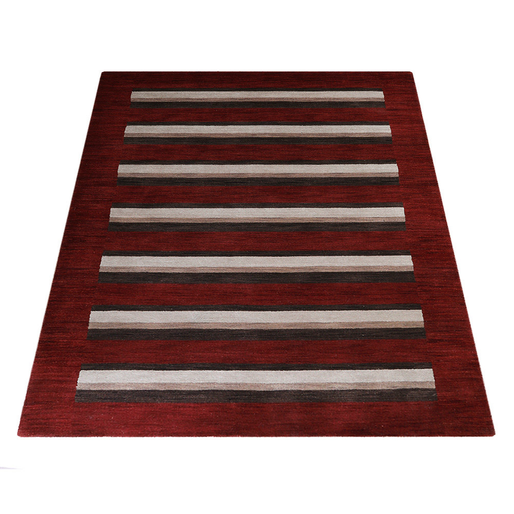 Manns HAND KNOTTED LOOM WOOL ECO-FRIENDLY AREA RUGS - Red & Brown Color | Contemporary Design Union Rustic Rug 