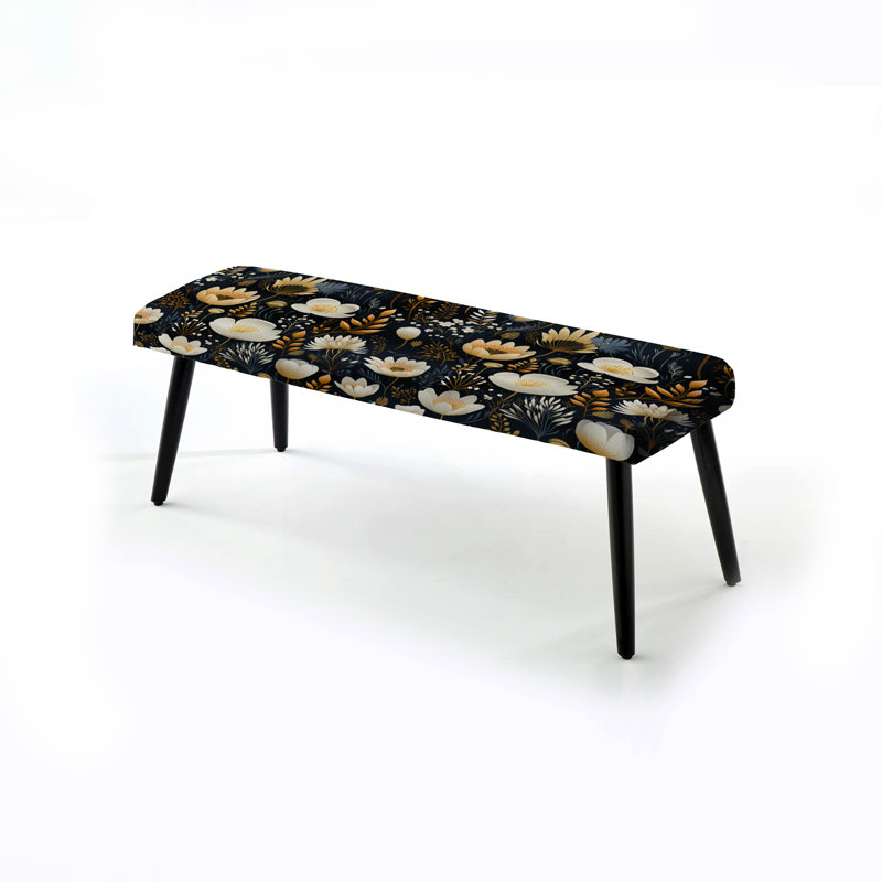 Banc noir rembourré à motif floral Artistic Essence