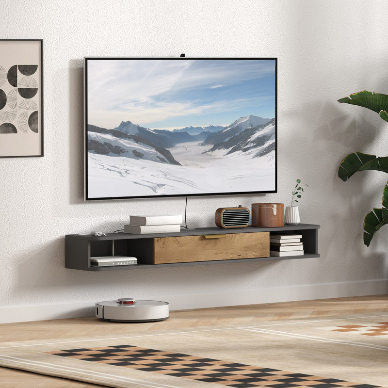 Unfinished Floating TV Stand, 16cm H x 140cm L x 24cm W