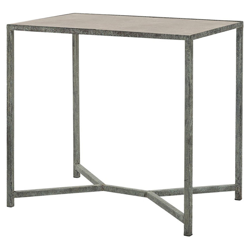 Table de bout Web Cross Legs, Haute mer, Travertin léger