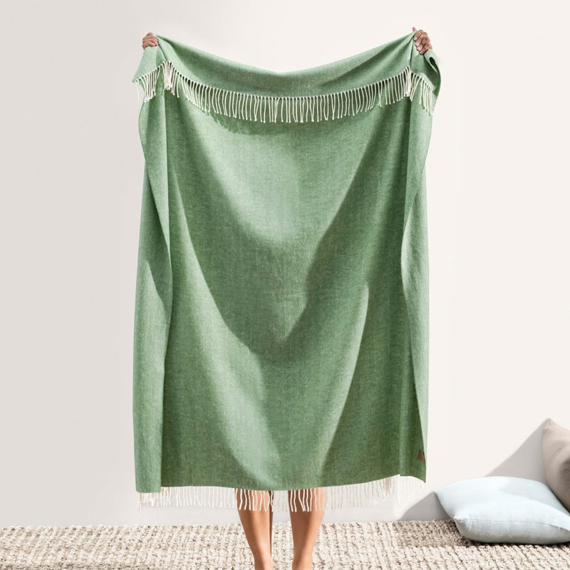 Italian Herringbone Throw Blanket, Olive