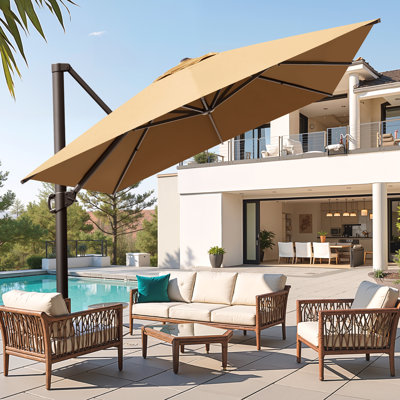 Parasol en porte-à-faux extérieur 13 * 10 pi, base lestée non incluse