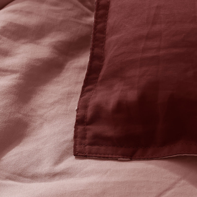 Polyester Box Stitch Comforter, Twin Comforter + 1 Sham, Antique Red/Rose Dust