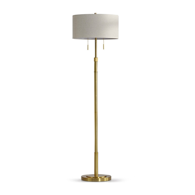 Maramawit 67'' Traditional Floor Lamp, Beige, Antique Brass