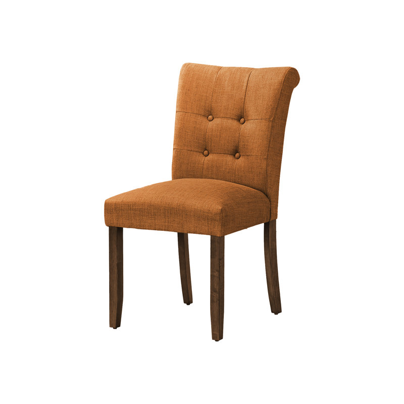 De 2 chaises de salle à manger modernes de 38 po, recouvertes d'un tissu orange envoûtant avec des pieds en bois de noyer massif pour la cuisine et les chaises, 2 grandes et magnifiques zones robustes