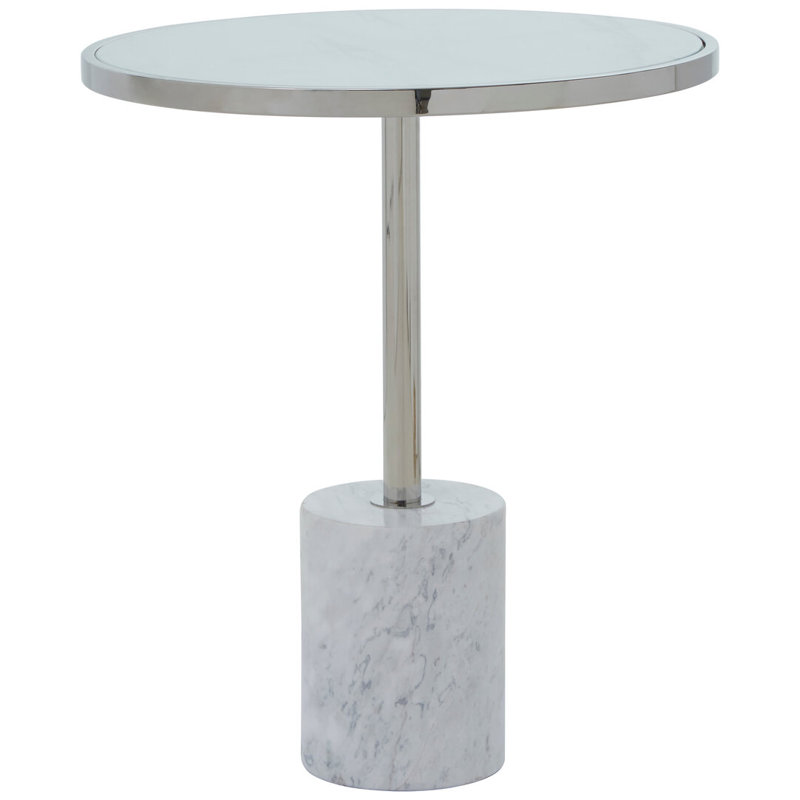 End Table, Silver/White