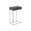 Table d'appoint, en forme de C, bout, côté, collation, tiroir de rangement, stratifié noir, métal gris-588706586-588706589