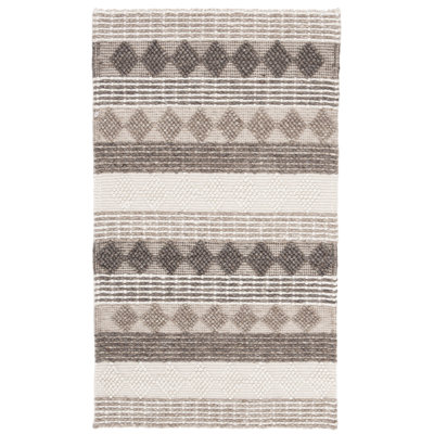 Tapis gris / beige en laine et coton tissé à la main jacques Natura