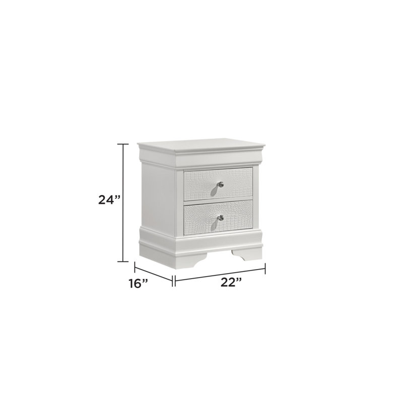 Table de chevet 2 tiroirs Blaze, Blanc