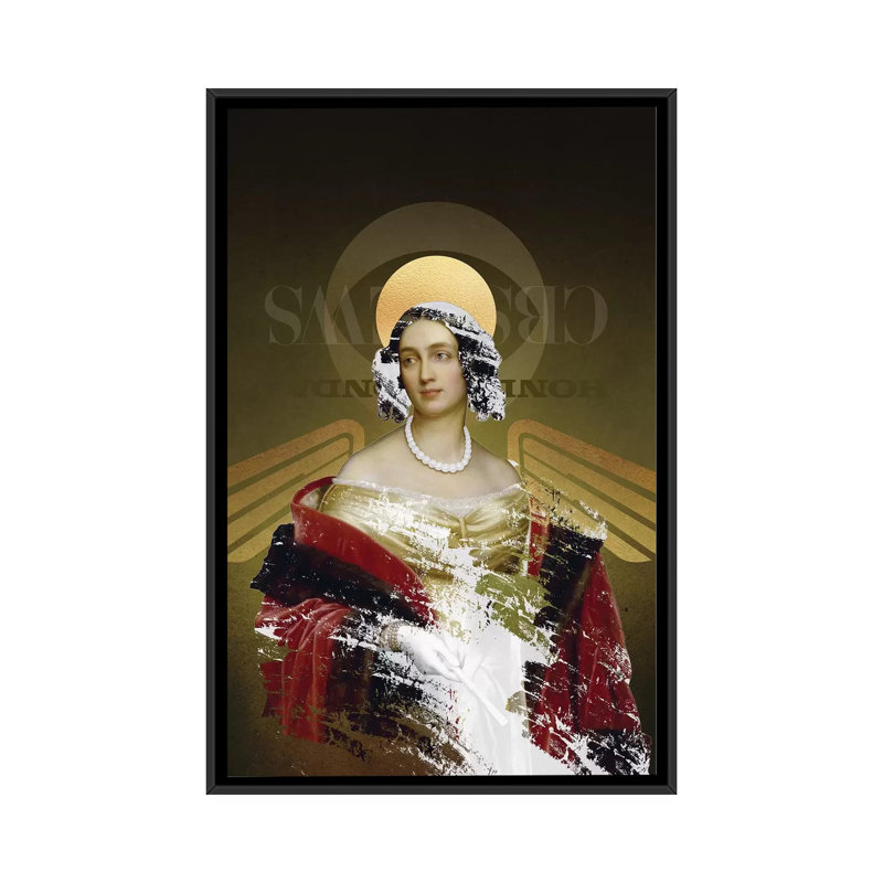 «Comment créer une divinité», impression sur toile, H 26 po x l 18 po x P 1,5 po, Toile encadrée noire, Pas de tapis