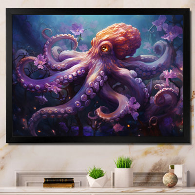 «Purple Octopus Mystical Encounter an», reproduction sur toile