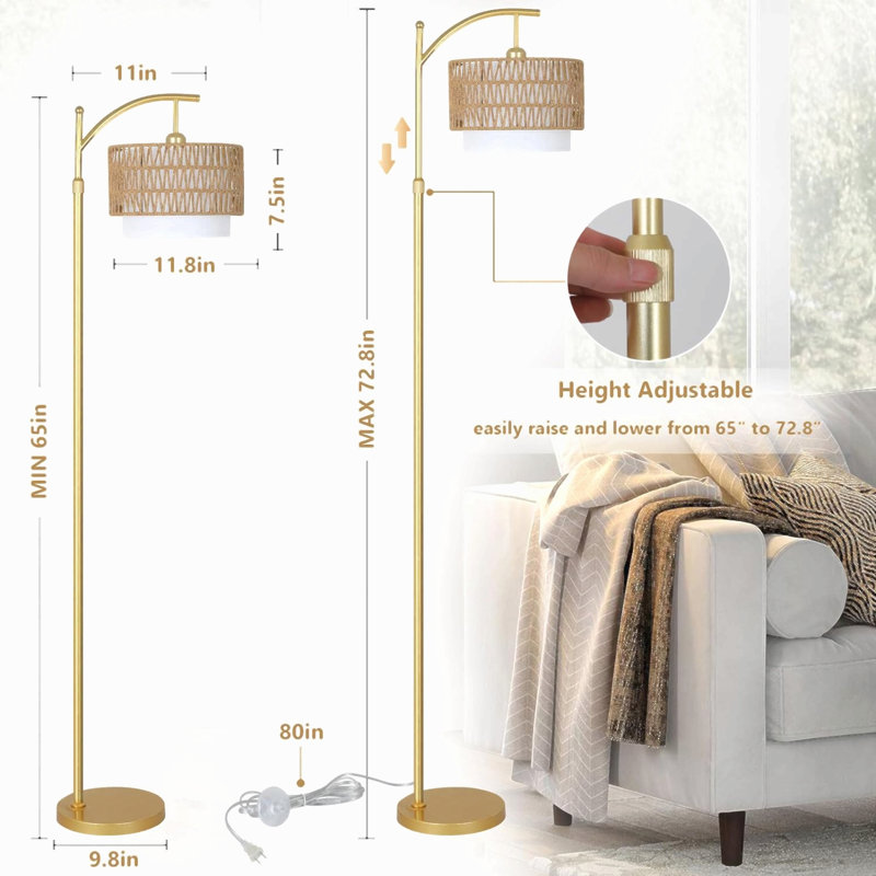 Lampe moderne sur pied en métal avec abat-jour en métal doré moderne