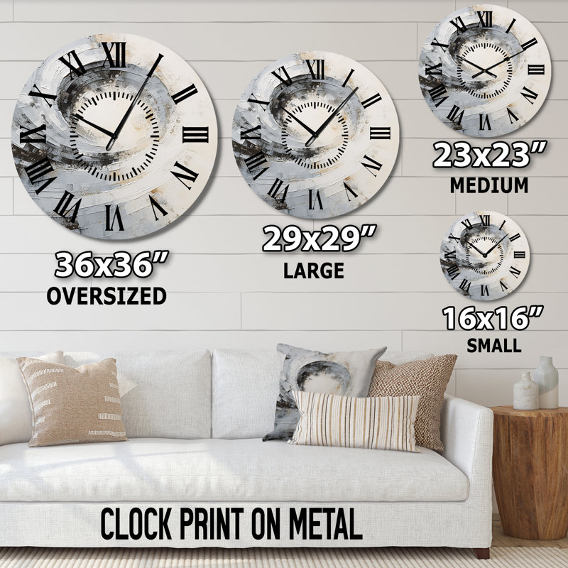 Horloge murale blanche et grise, Surdimensionné