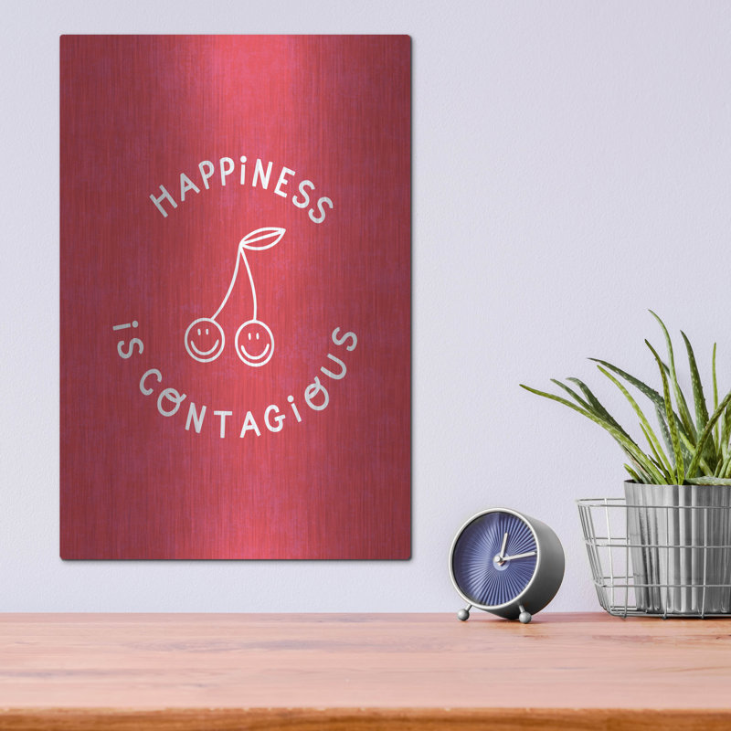 Art mural en métal luxueux «Happiness Contagious» par Club Daydream, 12 po x 16 po