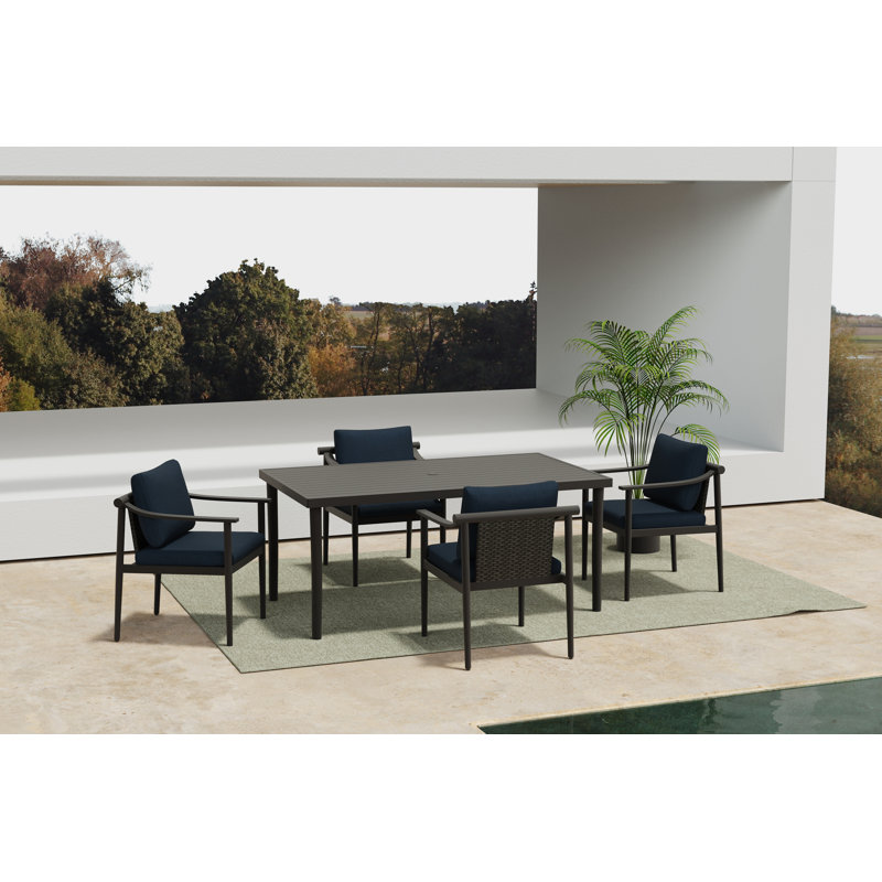 Ensemble repas en métal et polyester avec table et chaises Orlando, Ivoire ivoire, 4