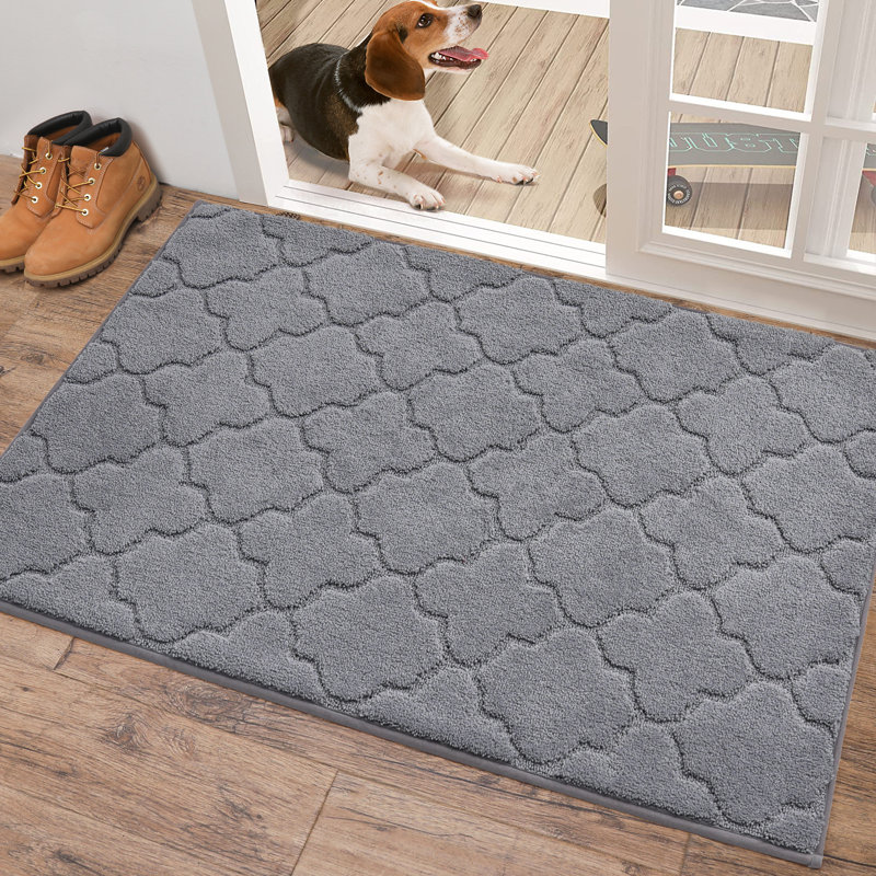 Non-Slip Geometric Doormat, 81.3cm W x 121.9cm L, Grey