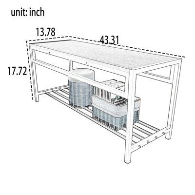 Ensemble de table de salle à manger industrielle 4 pièces avec 2 chaises de salle à manger et 1 banc de rangement, table de cuisine rectangulaire à grain de bois avec support à vin intégré, mobilier de salle à manger en métal à faible encombrement pour petit appartement