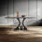 High end rectangular rock slab table and chair set-106861322