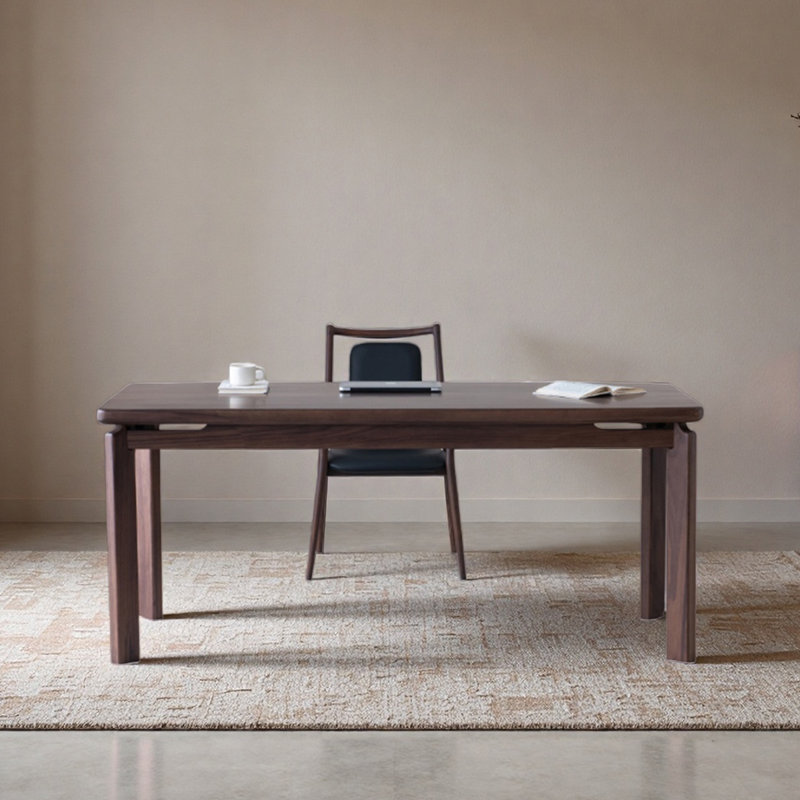 Bureau et bureau en noyer noir, H 29,53 po x l 62,99 po x P 31,5 po